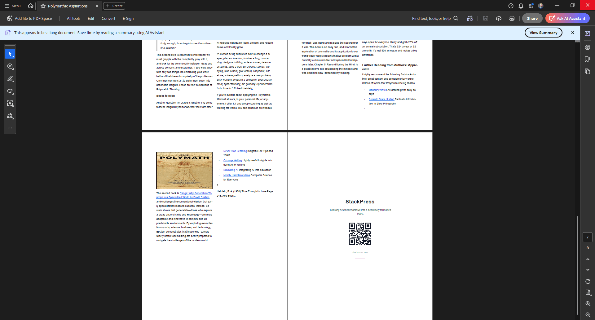 PDF end pages with references and Made-with-StackPress branding page